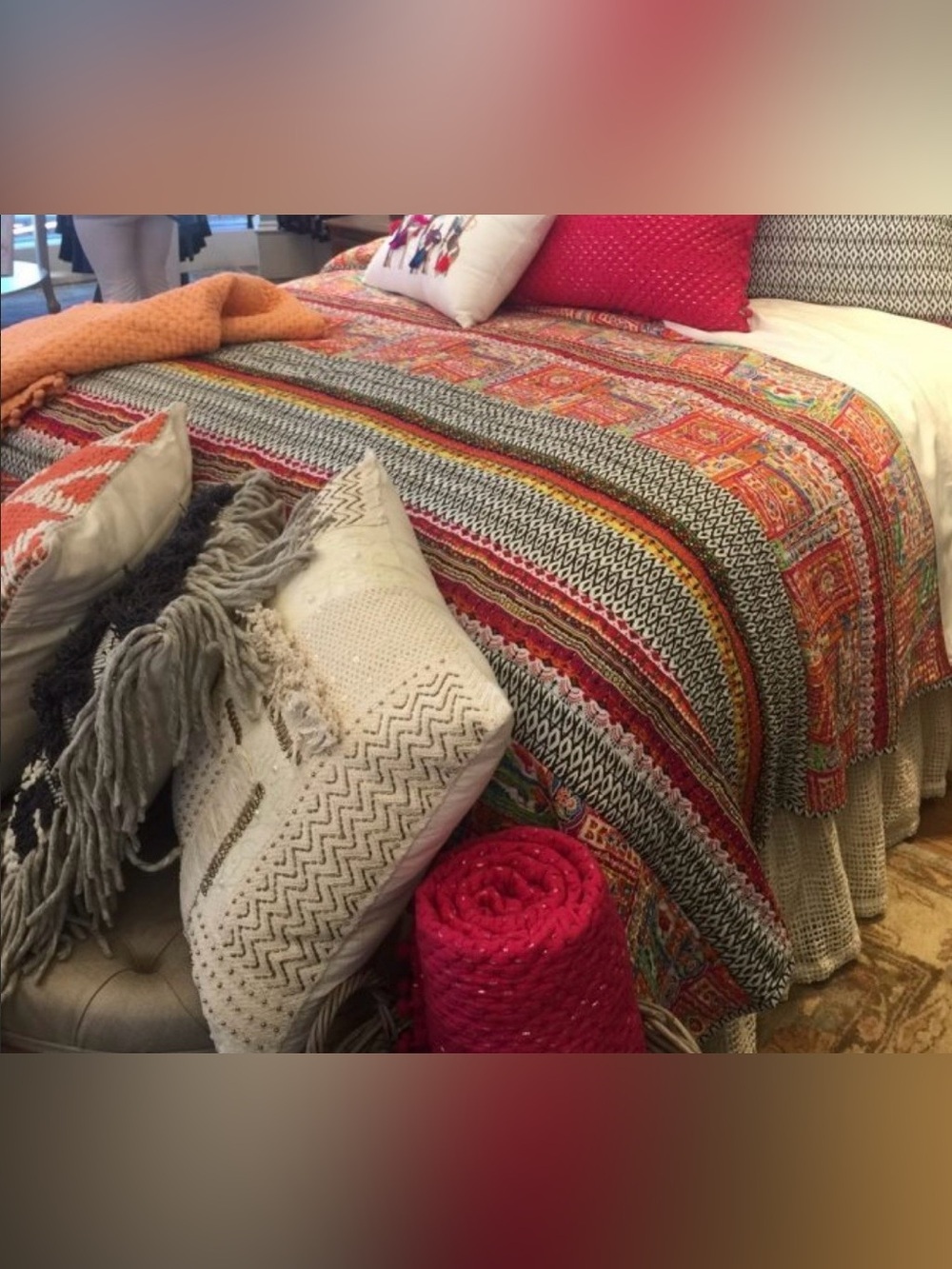 SOFT SURROUNDINGS Multicolor Boho HAMPSHIRE Queen Quilt + 2 Standard Shams